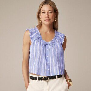 J.Crew Ruffle-trim button-up top in stripe